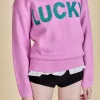 ENGLISH FACTORY Sweaters & Knits | Tops*- Lucky Glitter Lettering Sweater PINK