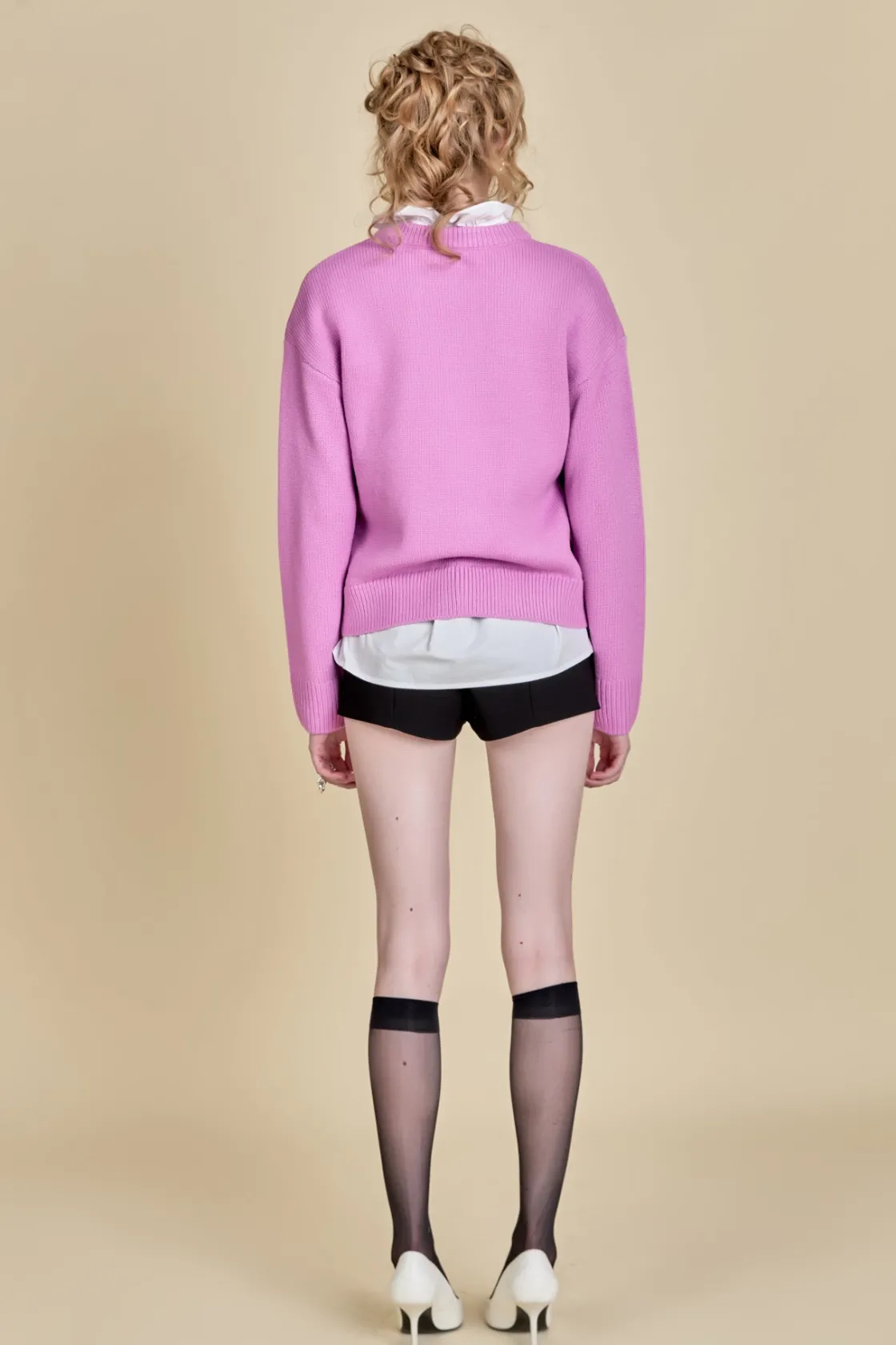 english_factory__lucky_gl_2.webp ENGLISH FACTORY Sweaters & Knits | Tops*- Lucky Glitter Lettering Sweater PINK
