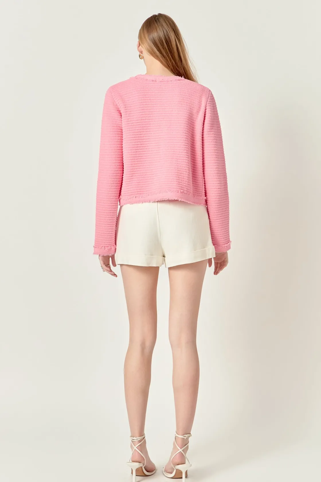 english_factory__lucy_fri_2.webp ENGLISH FACTORY Sweaters & Knits | Tops*- Lucy Fringe Detailed Knit Cardigan LIGHTPINK