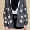 ENGLISH FACTORY Jackets & Coats | Tops*- Lurex Heart Cardigan CHARCOAL/SILVER