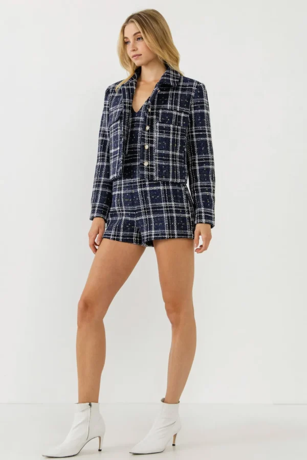 ENGLISH FACTORY Jackets & Coats*- Lurex with Tweed Jacket NAVYMULTI