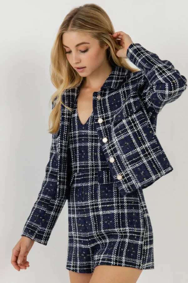 ENGLISH FACTORY Jackets & Coats*- Lurex with Tweed Jacket NAVYMULTI