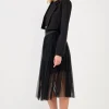 ENGLISH FACTORY Skirts*- Mesh Combo Pleats Skirt BLACK