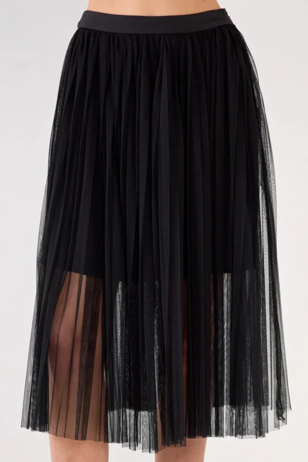 ENGLISH FACTORY Skirts*- Mesh Combo Pleats Skirt BLACK