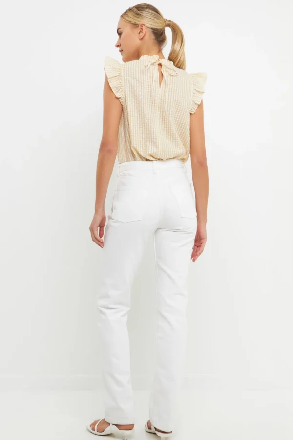 ENGLISH FACTORY Tops*- Metallic Plaid Top YELLOW