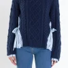 ENGLISH FACTORY Tops*- Mix Media Top NAVY