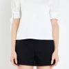 ENGLISH FACTORY Tops*- Mix Media Collar Top OFFWHITE