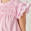 ENGLISH FACTORY Tops*- Mix Media Ruffle Top LIGHTPINK