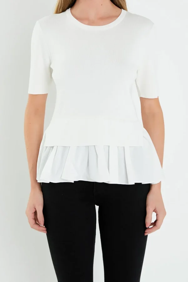 ENGLISH FACTORY Sweaters & Knits | Tops*- Mix Media Sweater WHITE