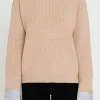 ENGLISH FACTORY Sweaters & Knits*- Mix Media Color Block Sweater TAUPECOMBO