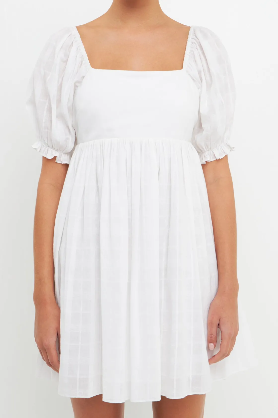 english_factory__mix_medi_0-8.webp ENGLISH FACTORY Puff Sleeve*- Mix Media Square Neck Mini Dress WHITE