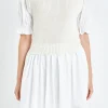 ENGLISH FACTORY White Dresses | Tops*- Mix Media Dress in WHITE