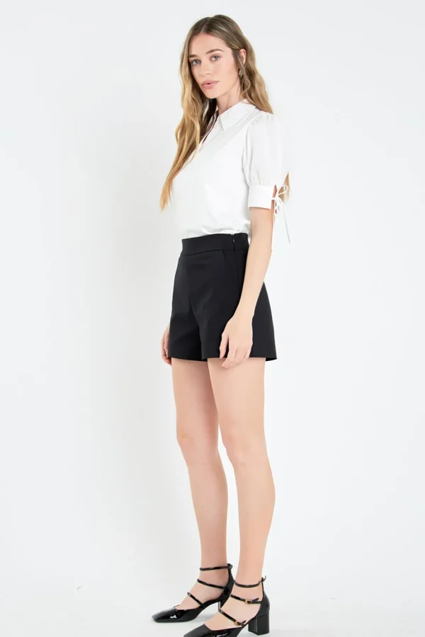 ENGLISH FACTORY Tops*- Mix Media Collar Top OFFWHITE