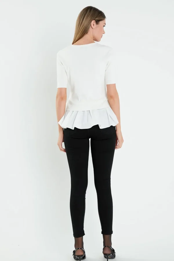 ENGLISH FACTORY Sweaters & Knits | Tops*- Mix Media Sweater WHITE
