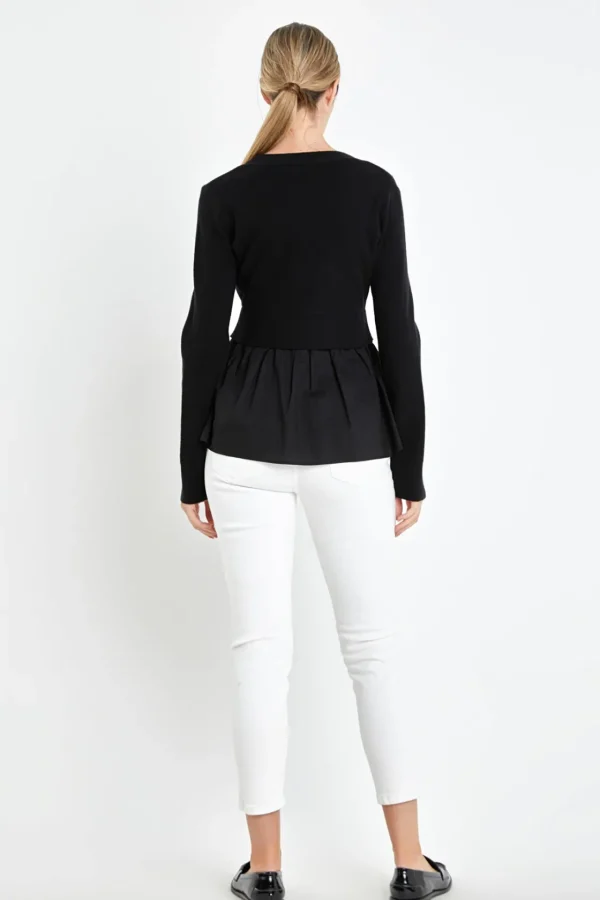 ENGLISH FACTORY Sweaters & Knits*- Mix Media Cardigan BLACK