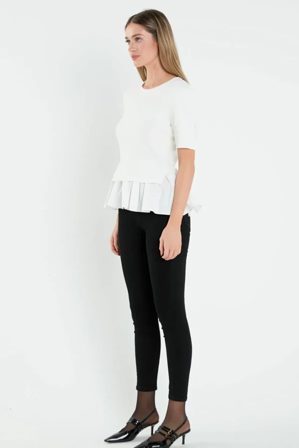 ENGLISH FACTORY Sweaters & Knits | Tops*- Mix Media Sweater WHITE