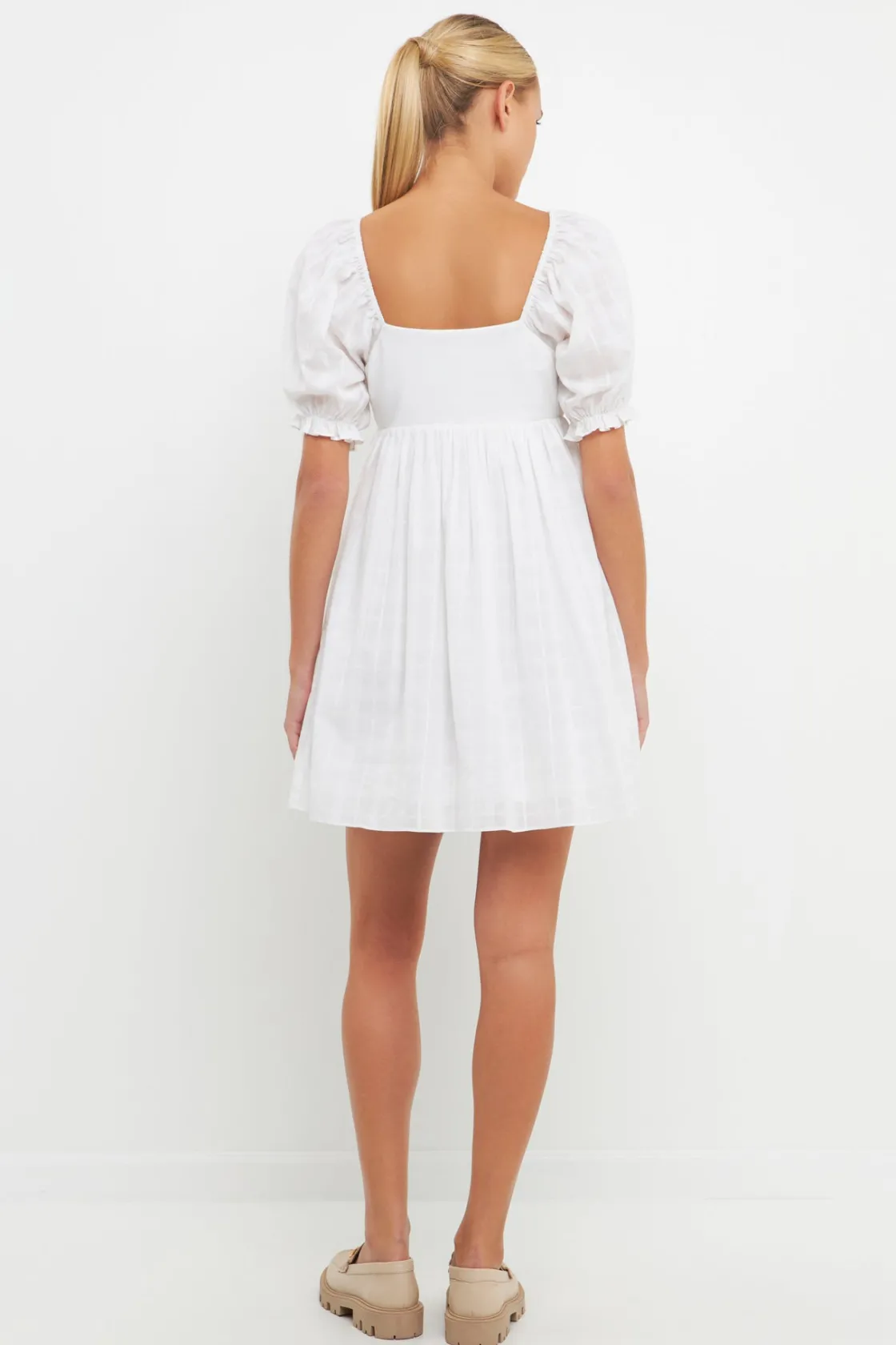 english_factory__mix_medi_2-8.webp ENGLISH FACTORY Puff Sleeve*- Mix Media Square Neck Mini Dress WHITE