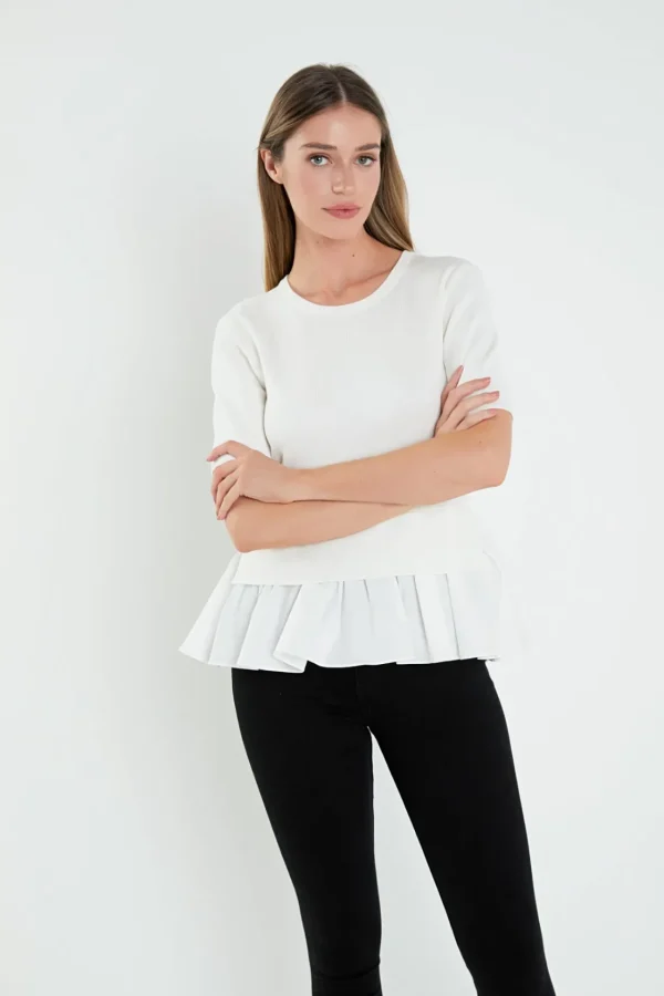 ENGLISH FACTORY Sweaters & Knits | Tops*- Mix Media Sweater WHITE