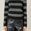 ENGLISH FACTORY Tops*- Mixed Lurex Stripe Knit Top BLACKMULTI