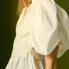 ENGLISH FACTORY Tops*- Mixed Media Knit Top IVORY
