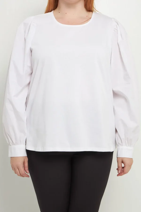 ENGLISH FACTORY Tops*- Mixed Media Puff Long Sleeve Top