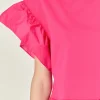 ENGLISH FACTORY Tops*- Mixed Media Knit Top in Fuchsia