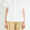 ENGLISH FACTORY Tops*- Mixed Media Collared Top