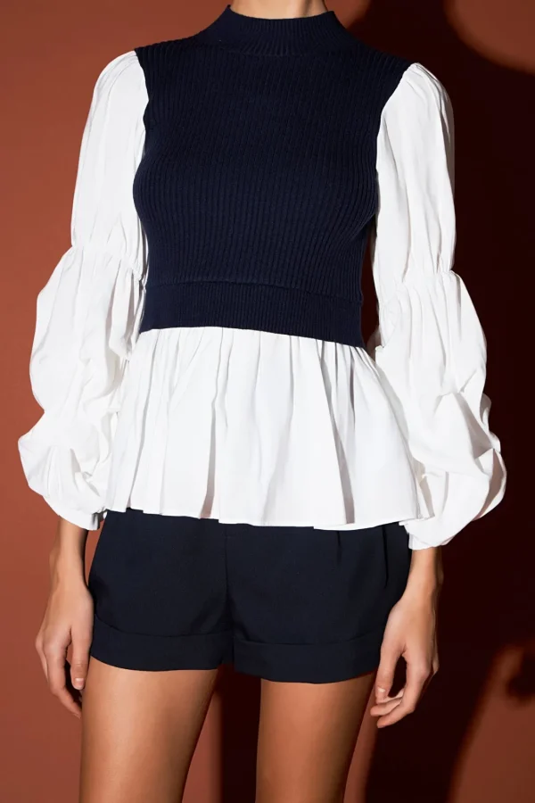 ENGLISH FACTORY Sweaters & Knits | Tops*- Mixed Media Top