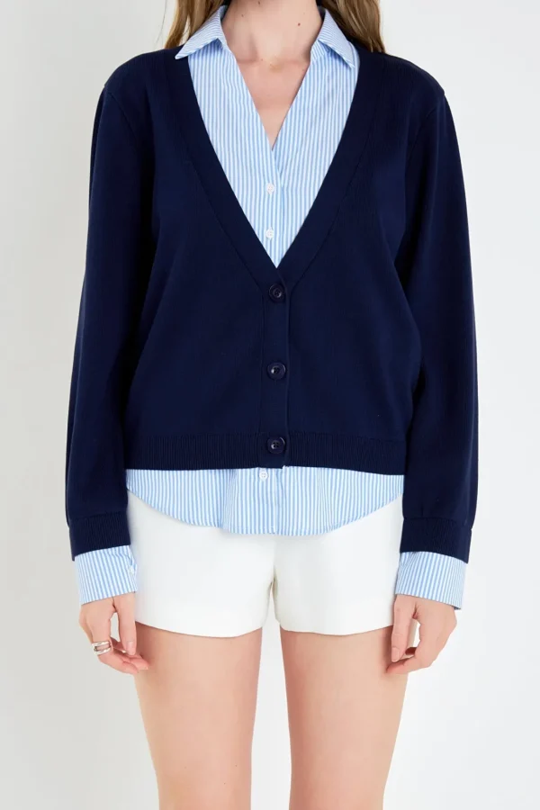ENGLISH FACTORY Sweaters & Knits | Tops*- Mixed Media Knit Cardigan