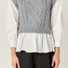 ENGLISH FACTORY Sweaters & Knits | Tops*- Mixed Media Cable Detail Sweater