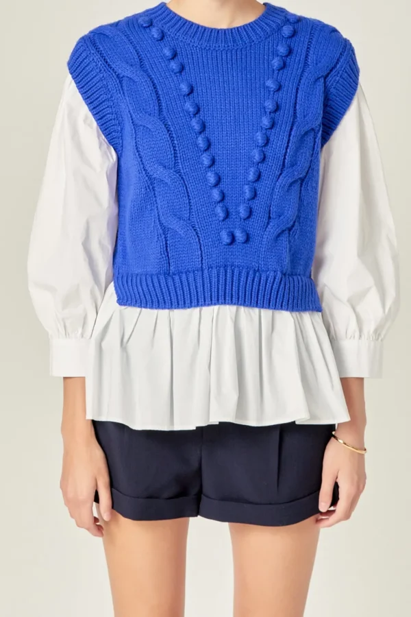 ENGLISH FACTORY Sweaters & Knits | Tops*- Mixed Media Cable Sweater