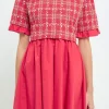 ENGLISH FACTORY Tweed Dresses | Tops*- Mixed Media Tweed Mini Dress