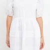ENGLISH FACTORY White Dresses | Tops*- Mixed Media Pleats Mini Dress WHITE