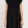 ENGLISH FACTORY White Dresses | Tops*- Mixed Media Ruffle Sleeve Mini Dress