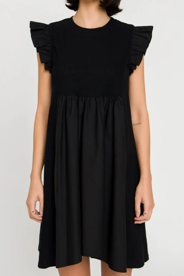 ENGLISH FACTORY White Dresses | Tops*- Mixed Media Ruffle Sleeve Mini Dress