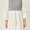 ENGLISH FACTORY Knit Dresses | Sweaters & Knits*- Mixed Media Sweater Mini Dress