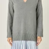 ENGLISH FACTORY Knit Dresses | Sweaters & Knits*- Mixed Media Pleated Mini Dress