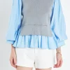 ENGLISH FACTORY Tops*- Mixed Media Blouse