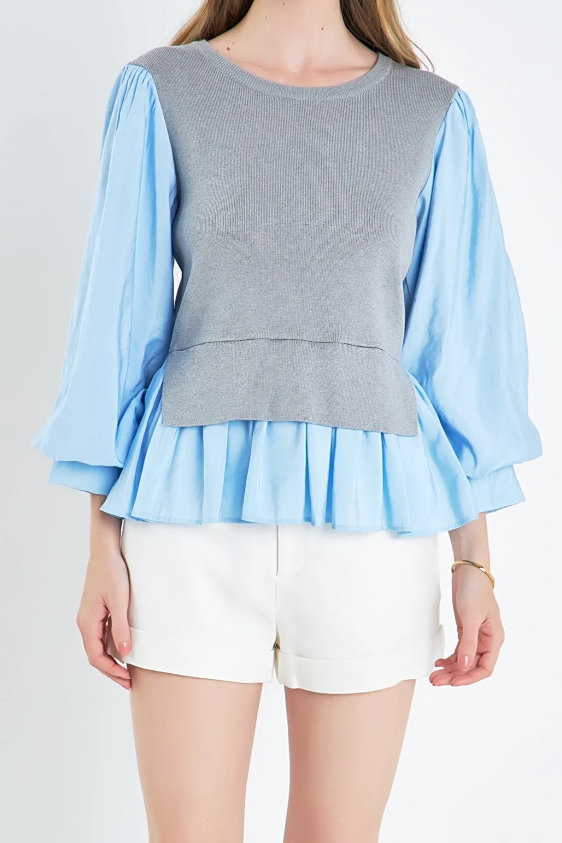 english_factory__mixed_me_0-5.webp ENGLISH FACTORY Tops*- Mixed Media Blouse