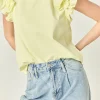 ENGLISH FACTORY Tops*- Mixed Media Ruffle Detail T-shirt
