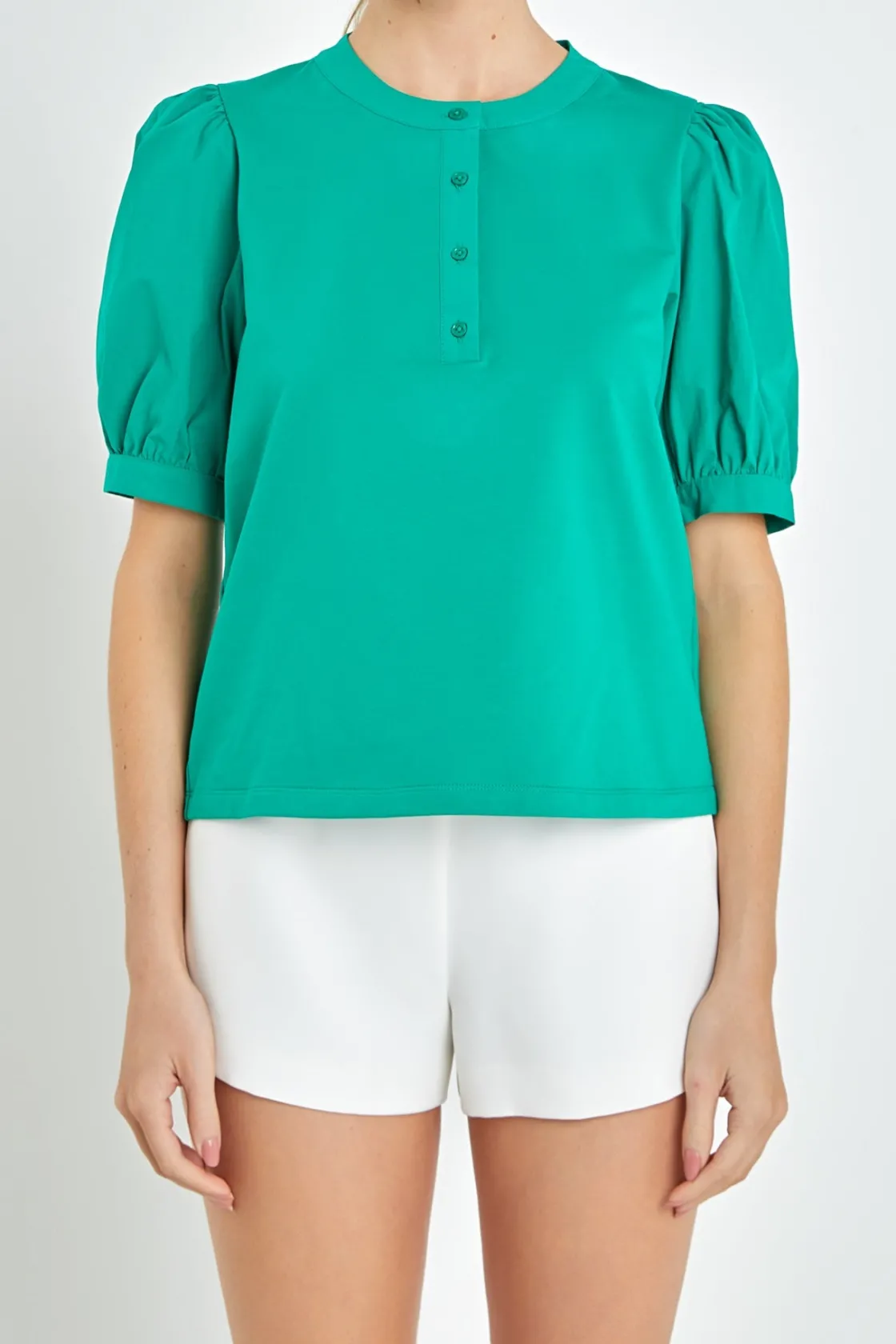 english_factory__mixed_me_0-7.webp ENGLISH FACTORY Tops*- Mixed Media Puff Sleeve Top