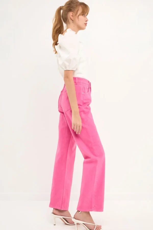 ENGLISH FACTORY Tops*- Mixed Media Puff Sleeve Crop Top OFFWHITE