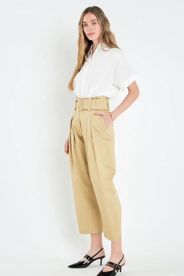 ENGLISH FACTORY Tops*- Mixed Media Collared Top