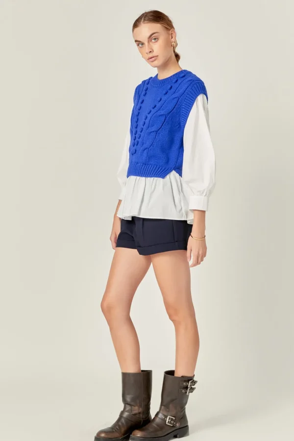 ENGLISH FACTORY Sweaters & Knits | Tops*- Mixed Media Cable Sweater