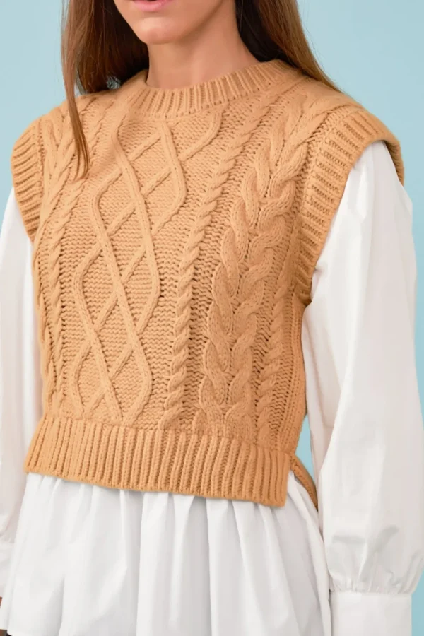 ENGLISH FACTORY Sweaters & Knits | Tops*- Mixed Media Cable Detail Sweater