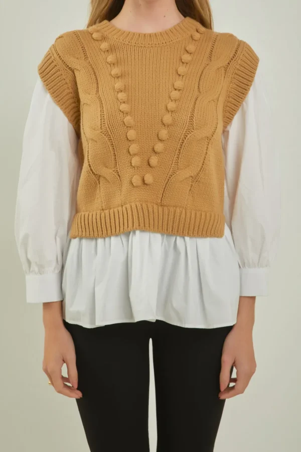 ENGLISH FACTORY Sweaters & Knits | Tops*- Mixed Media Cable Sweater