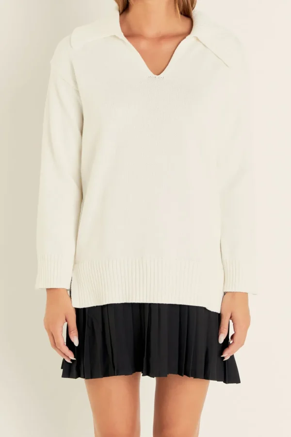 ENGLISH FACTORY Knit Dresses | Sweaters & Knits*- Mixed Media Pleated Mini Dress
