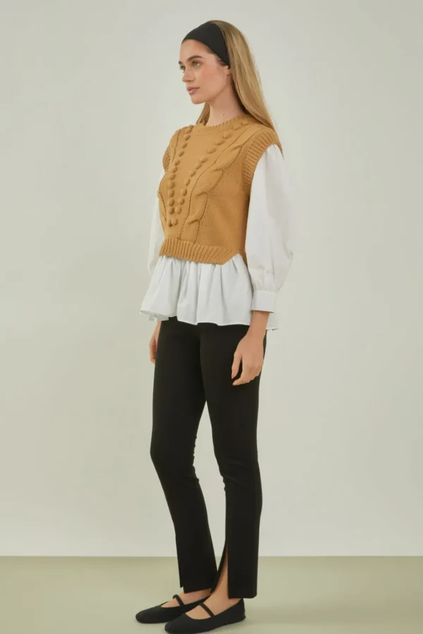 ENGLISH FACTORY Sweaters & Knits | Tops*- Mixed Media Cable Sweater