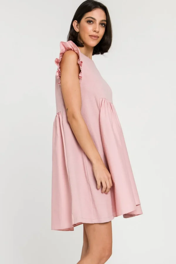 ENGLISH FACTORY White Dresses | Tops*- Mixed Media Ruffle Sleeve Mini Dress