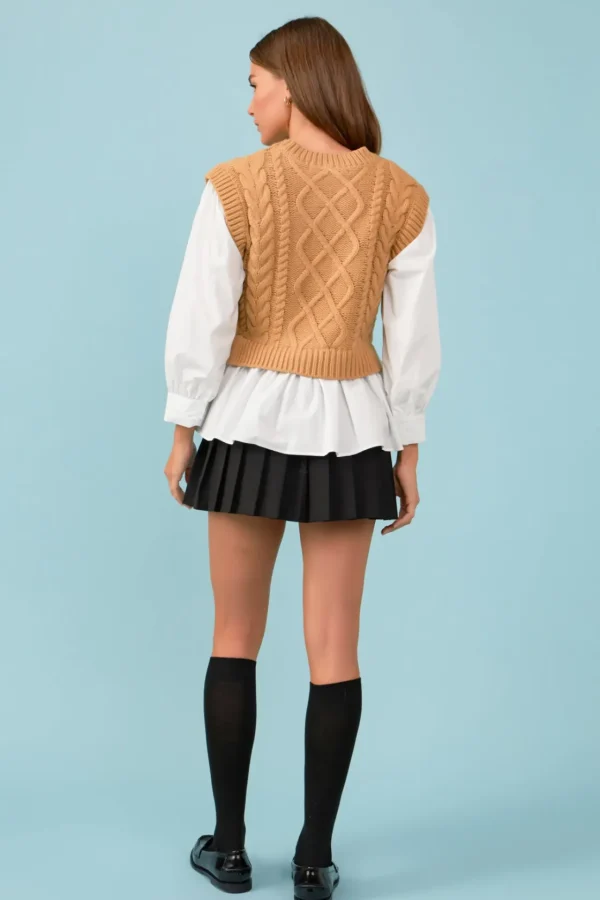 ENGLISH FACTORY Sweaters & Knits | Tops*- Mixed Media Cable Detail Sweater